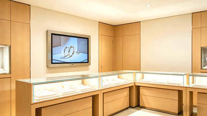 從珠寶連鎖場景看LCD廣告屏采購：容大彩晶如何解決“實(shí)時(shí)金價(jià)+品牌形象”雙核痛點(diǎn)